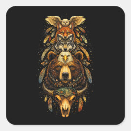 Totem Opklimmend Vierkante Sticker