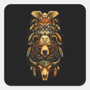 Totem Opklimmend Vierkante Sticker