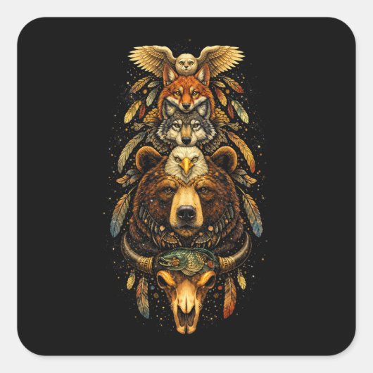 Totem Opklimmend Vierkante Sticker (Voorkant)