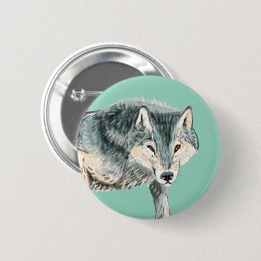 Totem polar wolf ronde button 5,7 cm (Voorkant /achterkant)