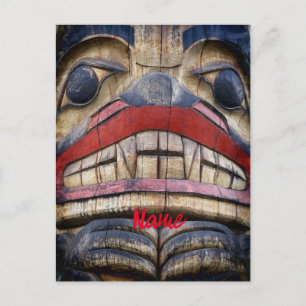 Totem Pole Face Thunder_Cove Briefkaart