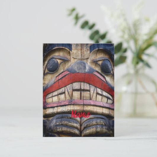 Totem Pole Face Thunder_Cove Briefkaart (Staand voorkant)
