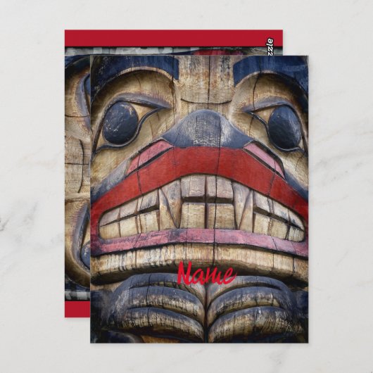 Totem Pole Face Thunder_Cove Briefkaart (Voorkant / Achterkant)