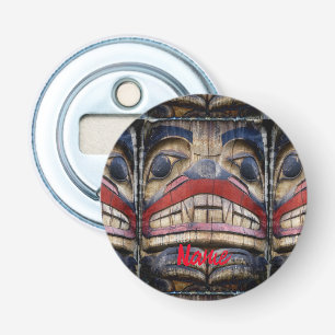 Totem Pole Face Thunder_Cove Button Flesopener