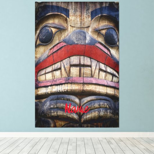 Totem Pole Face Thunder_Cove Canvas Afdruk (Insitu (Houten vloer))