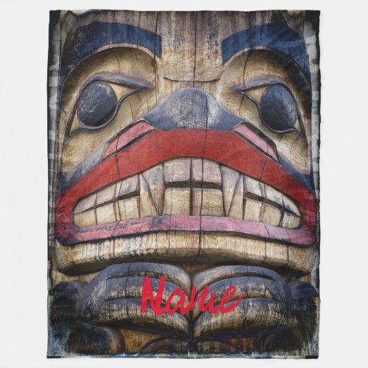 Totem Pole Face Thunder_Cove Fleece Deken (Voorkant)