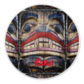 Totem Pole Face Thunder_Cove Keramische Knop (Voorkant)