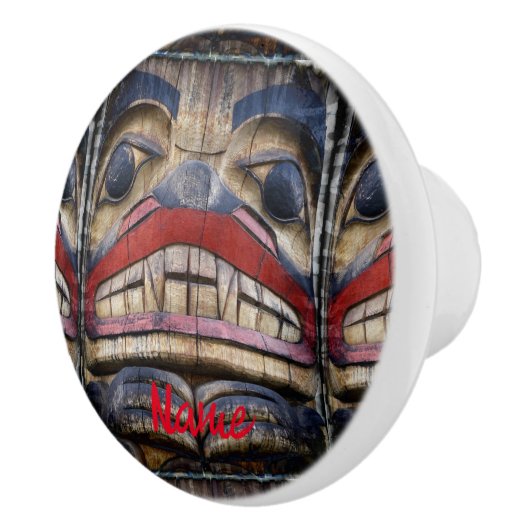 Totem Pole Face Thunder_Cove Keramische Knop (Rechts)