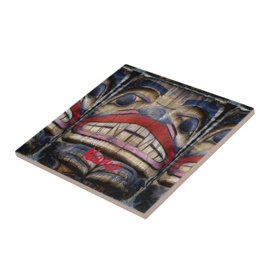 Totem Pole Face Thunder_Cove Tegeltje (Zijkant)