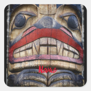 Totem Pole Face Thunder_Cove Vierkante Sticker