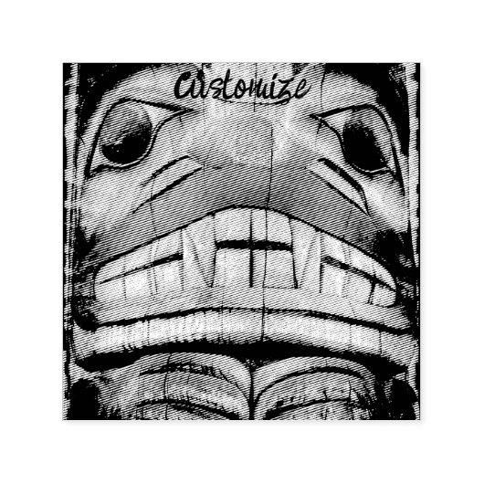 Totem Pole Face Thunder_Cove Zelfinktende Stempel (Design)