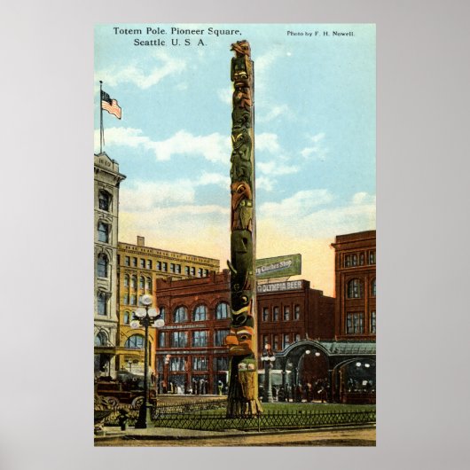 Totem Pole, Pioneer Sq., Seattle 1915  Poster (Voorkant)