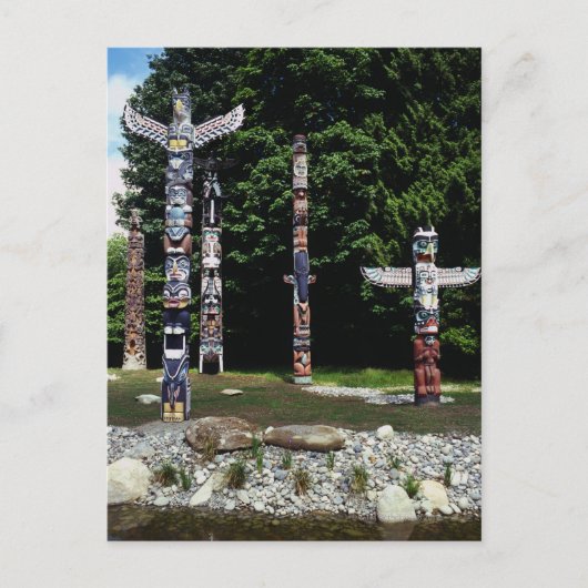 Totem poles, Vancouver, Brits Colombia Briefkaart (Voorkant)