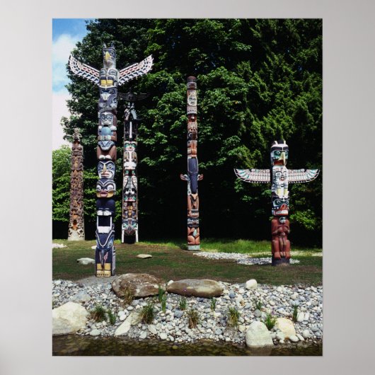 Totem poles, Vancouver, Brits Colombia Poster (Voorkant)