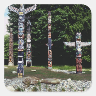 Totem poles, Vancouver, Brits Colombia Vierkante Sticker