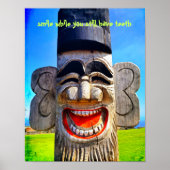 Totem Wood Face Foto glimlacht met Tedendeloopje Poster (Voorkant)