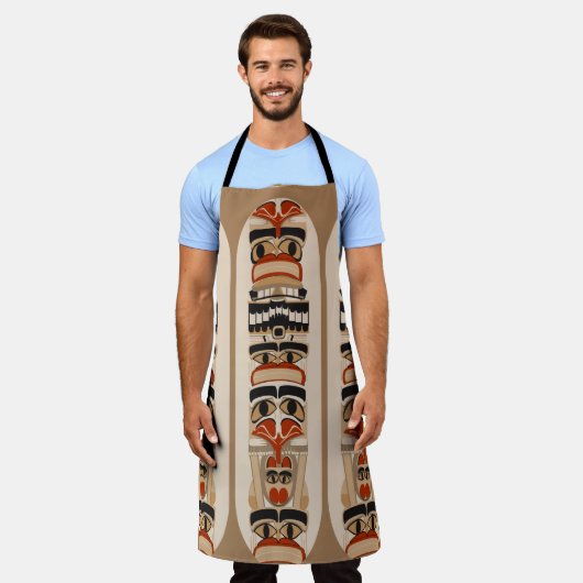 Totempaal Cool Artistiek Ontwerp Schort (Gedragen)