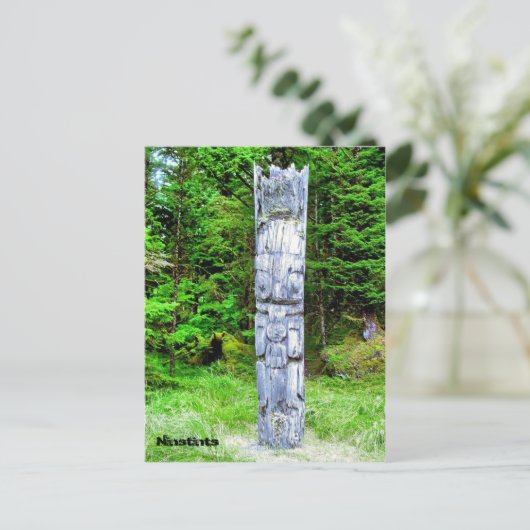 Totempole bij Ninstints Briefkaart (Staand voorkant)