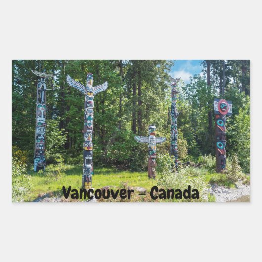 Totems in Stanley Park, Vancouver Canada Rechthoekige Sticker (Voorkant)