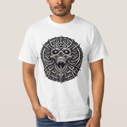 Totemschädel Totenkopf Medaille T-shirt (Voorkant)