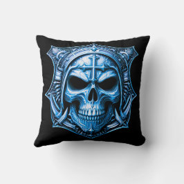 Totenkopf Deathmetal Totenkopf Gold und Blau Kussen