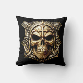 Totenkopf Deathmetal Totenkopf Gold und Blau Kussen
