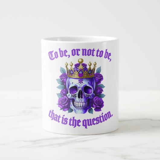 Totenkopf Geschenk Krone Rosen Spruch König Lila Grote Koffiekop (Voorkant)