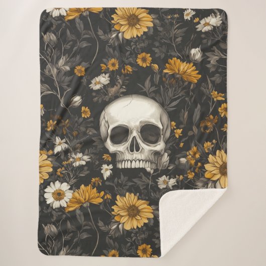 Totenkopf mit Blumen Sherpa Deken (Voorkant)