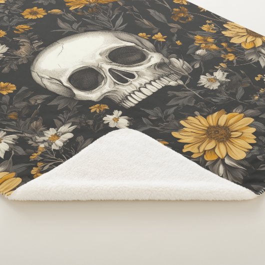 Totenkopf mit Blumen Sherpa Deken (3/4)