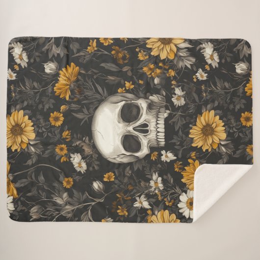 Totenkopf mit Blumen Sherpa Deken (Voorkant (horizontaal))