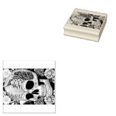 Totenkopf mit Ornamenten Rubberstempel (Gestempeld)