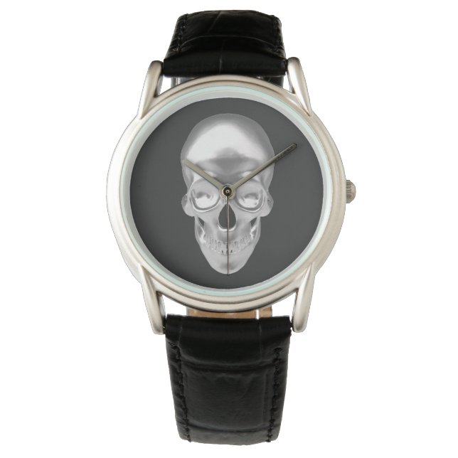 Totenkopf, Schädel silber 3D-Optik - Horloge (Voorkant)
