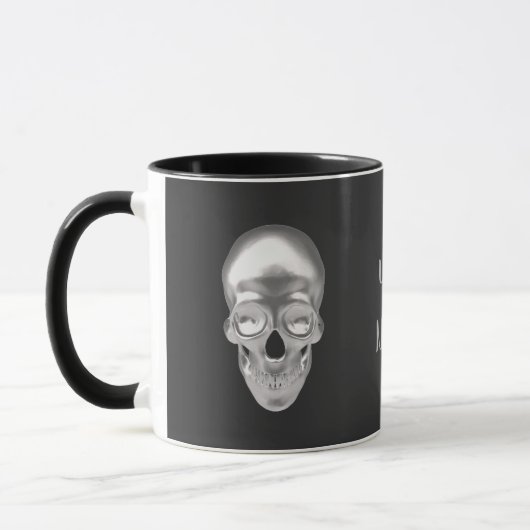 Totenkopf, Schädel silber 3D-Optik - Mok (Links)