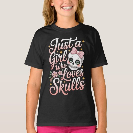 Totenkopf Shirt Mädchen Frauen Gothic (Voorkant)