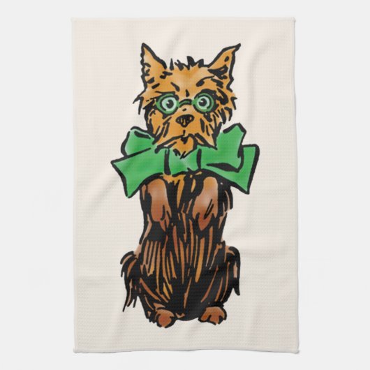 Toto-hond met groene strik uit The Wizard of Oz Theedoek (Verticaal)