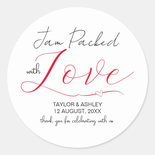 Totsiens met Liefde Minimal Script Bruiloft Ronde Sticker (Voorkant)