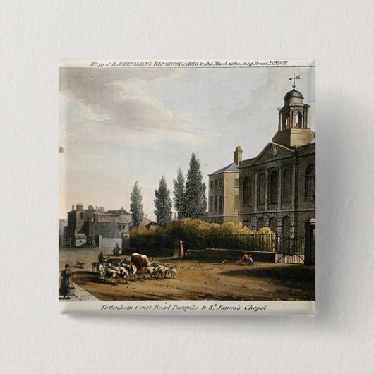 Tottenham Court Road Turnpike Vierkante Button 5,1 Cm (Voorkant)