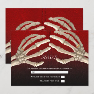 Totter Dan Bloed Rode Skelet Gouden Trouw RSVP Kaart