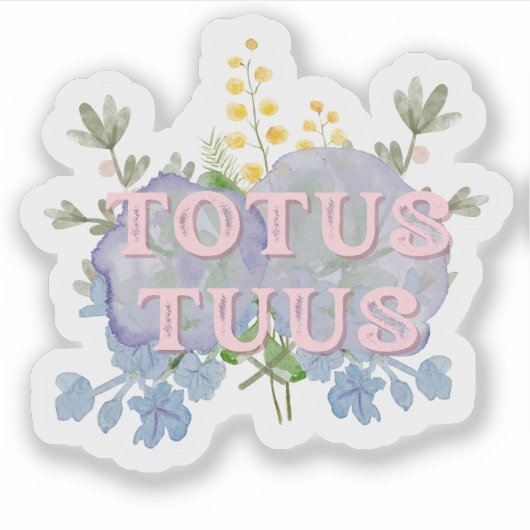 Totus Tuus Catholic Marian Floral Sticker (Voorkant)