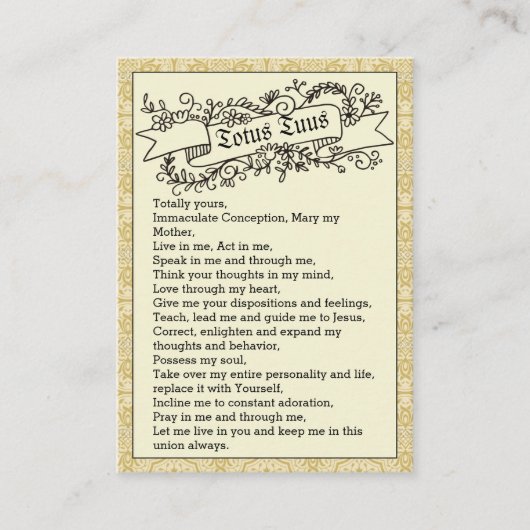 Totus Tuus Prayer Pope St. Johannes Paulus II Heil Visitekaartje (Voorkant)