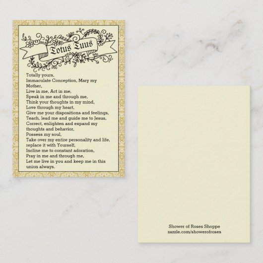 Totus Tuus Prayer Pope St. Johannes Paulus II Heil Visitekaartje (Voorkant / Achterkant)