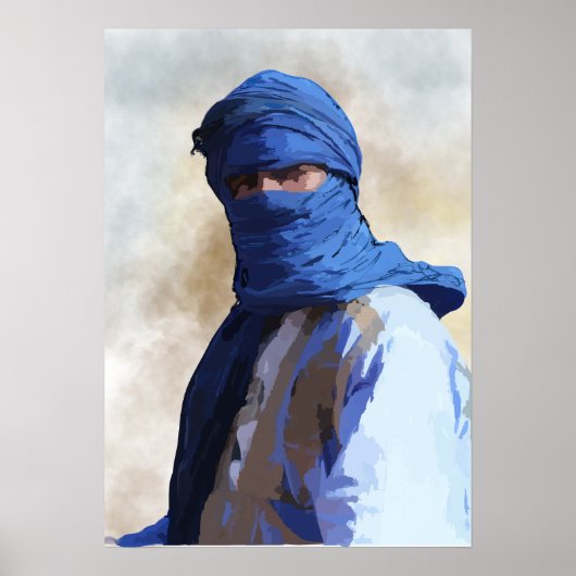 Touareg in Blauw Poster (Voorkant)