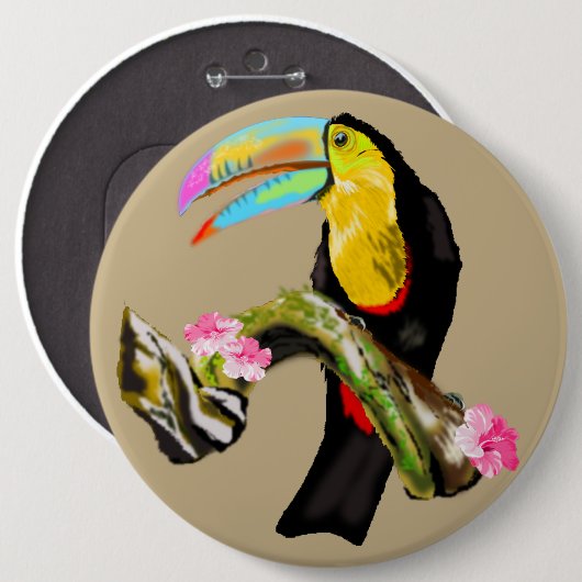 Toucan 3 ronde button 6,0 cm (Voorkant /achterkant)