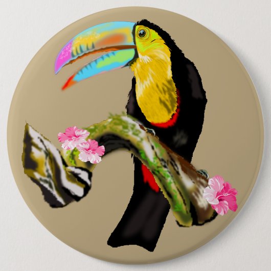 Toucan 3 ronde button 6,0 cm (Voorkant)
