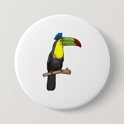 Toucan als politieagent ronde button 7,6 cm (Voorkant)