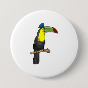 Toucan als politieagent ronde button 7,6 cm