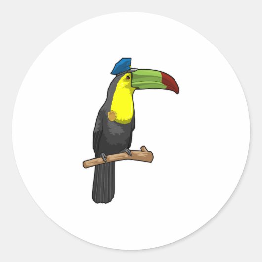 Toucan als politieagent ronde sticker (Voorkant)