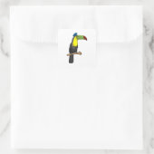 Toucan als politieagent vierkante sticker (Tas)