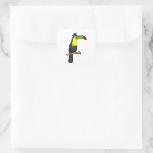 Toucan als politieagent vierkante sticker (Tas)