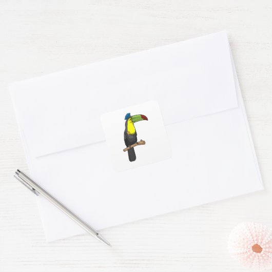 Toucan als politieagent vierkante sticker (Envelop)